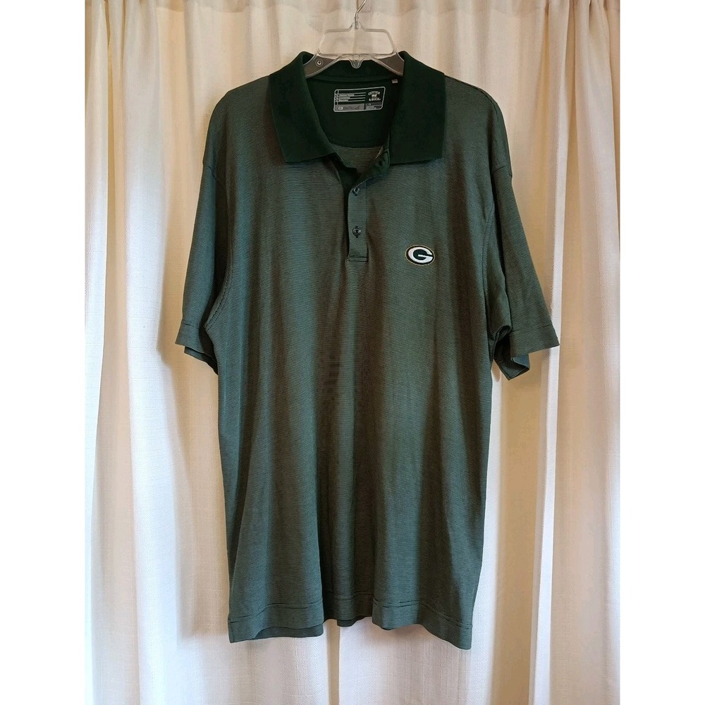 Cutter & Buck Men L Green Bay Packers Golf Polo Shirt Green Football NFL Sport